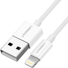 USB კაბელი Ugreen US155 (20728) Lightning to USB cable 1m  MFi White